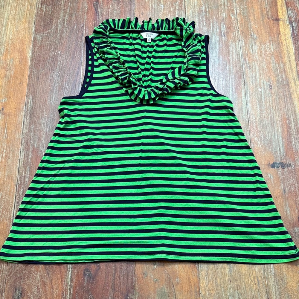Crown & Ivy Striped Tank Top Green and Black Small